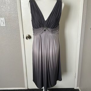 😍 STUNNING womens jrs Dressbarn black gray ombre dress size 14 EUC